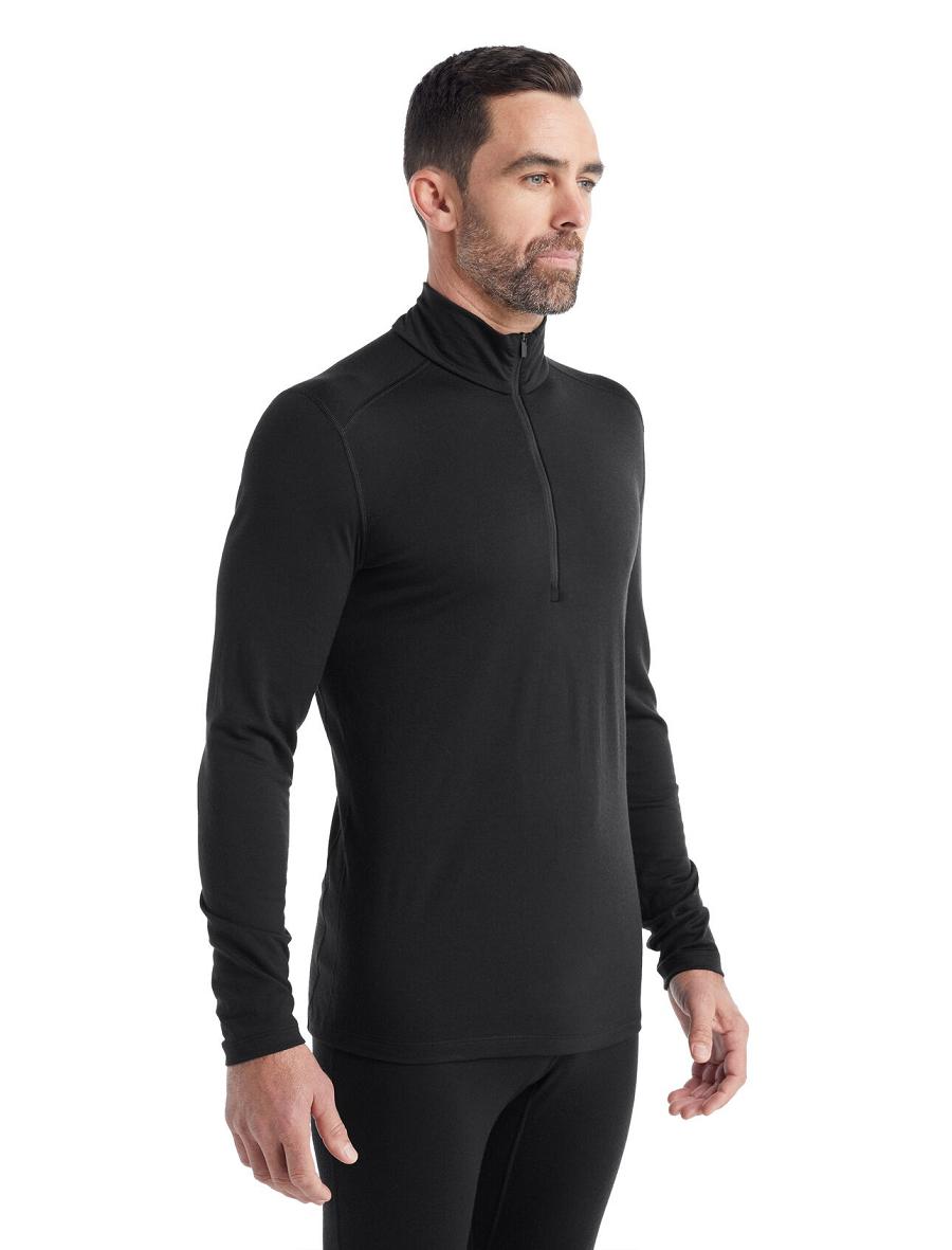 Icebreaker Merino 200 Oasis Long Sleeve Half Zip Thermal Top Miesten Base Layers Mustat | FI 1361UZGT